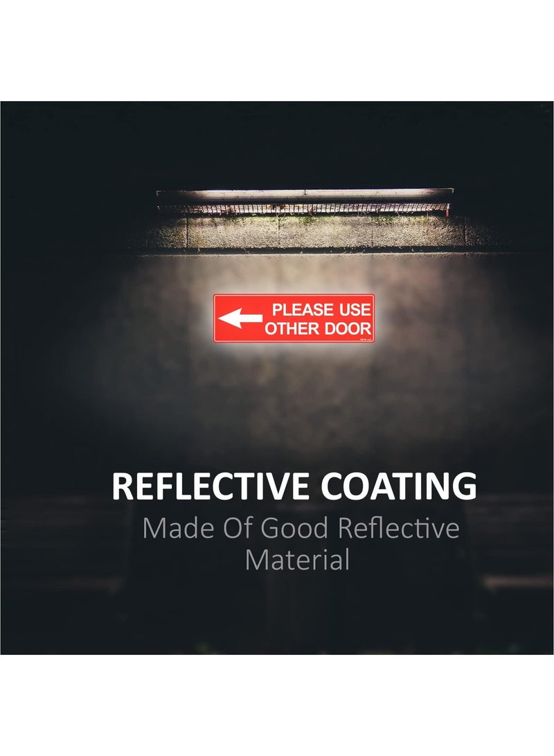Rubik يرجى استخدام باب آخر ملصق لاصق ذاتي 23x7 سم، قابل للإزالة ومقاوم للعوامل الجوية وعاكس وطويل الأمد من الفينيل لمكاتب المتاجر والمدارس في الداخل والخارج (الجانب الأيسر، أحمر/أبيض) - Image 4