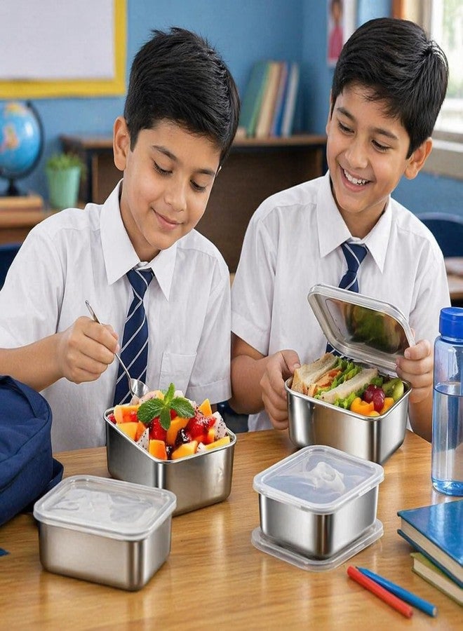 Sinbyuer Stainless Steel fresh- keeping Container with cover refrigerator, Packing Box, garnish box, outdoor Picnic Containers, Food Storage Container, Small Container(4 Pcs) - Image 4