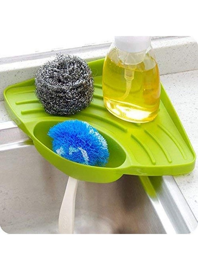 Inditradition Multipurpose Plastic Kitchen Sink Organizer Corner Tray (Large, Green) - Image 1