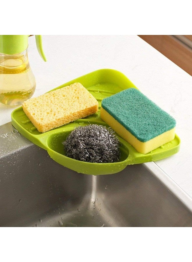 Inditradition Multipurpose Plastic Kitchen Sink Organizer Corner Tray (Large, Green) - Image 2