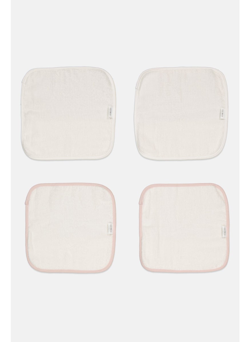 Rabbit + Bear 4 Pack Of Baby Wash Cloths 25 x 25 cm, Off White Combo  - Image 2