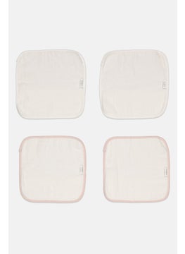 Rabbit + Bear 4 Pack Of Baby Wash Cloths 25 x 25 cm, Off White Combo  - Image 2