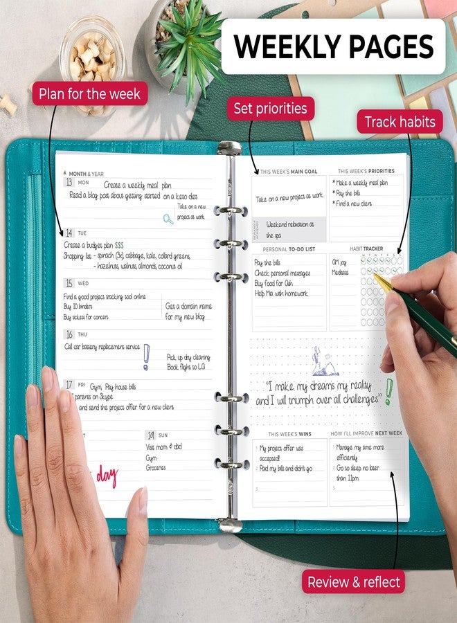 Clever Fox Weekly Planner Binder - Goal Setting Planner for Time Management & Weekly Tasks - Work & Life Organizer with To Do List & Habit Tracker - Undated, 7″ x 9″ Hardcover (Turquoise) - Image 3