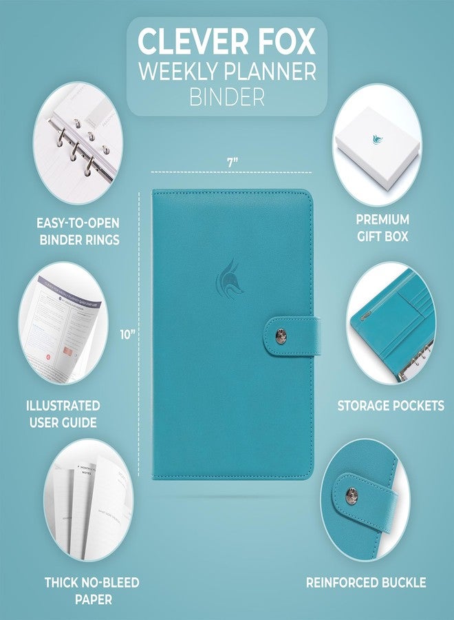 Clever Fox Weekly Planner Binder - Goal Setting Planner for Time Management & Weekly Tasks - Work & Life Organizer with To Do List & Habit Tracker - Undated, 7″ x 9″ Hardcover (Turquoise) - Image 2