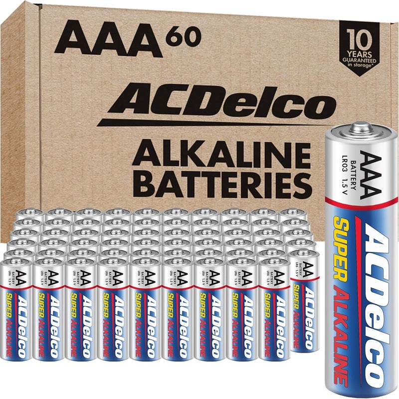 باور ماكس بطاريات ACDelco من نوع AAA، بطارية قلوية فائقة بأقصى طاقة، 60 قطعة (عبوة واحدة) - Image 1