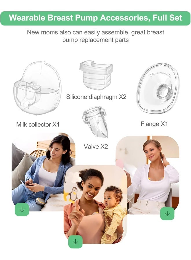 PDFans Wearable Breast Pump Accessories Milk Collector Cup Replacement Parts Flange 24mm Compatible with Mommed TSRETE Missaa Mumgaroo S21/S19/S18 Pump, Bonus 1pcs Duckbill Valve&Silicone Diaphragm - Image 4