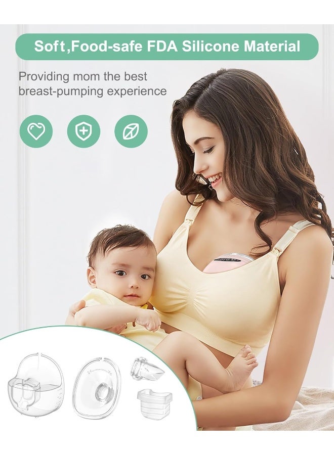 PDFans Wearable Breast Pump Accessories Milk Collector Cup Replacement Parts Flange 24mm Compatible with Mommed TSRETE Missaa Mumgaroo S21/S19/S18 Pump, Bonus 1pcs Duckbill Valve&Silicone Diaphragm - Image 2