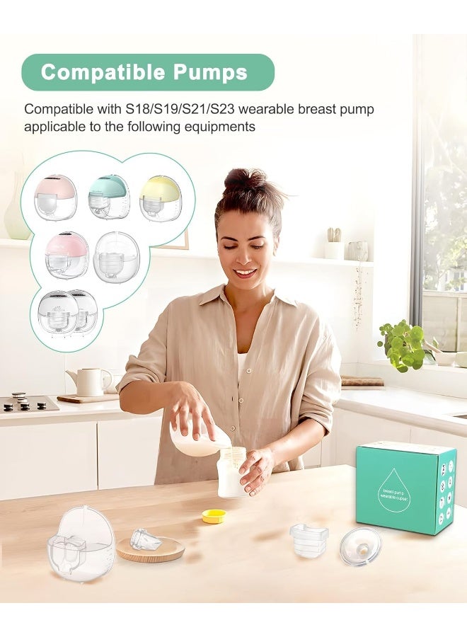 PDFans Wearable Breast Pump Accessories Milk Collector Cup Replacement Parts Flange 24mm Compatible with Mommed TSRETE Missaa Mumgaroo S21/S19/S18 Pump, Bonus 1pcs Duckbill Valve&Silicone Diaphragm - Image 3