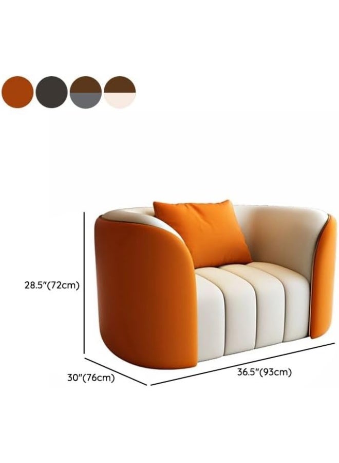 Ripple FURNITURE UAE Homes Modern Tuxedo Arm Leather Sofa, Two-Tone Cream and Grey, Channel-Tufted Seat, Decorative Pillow (Beige/Grey) - Image 2