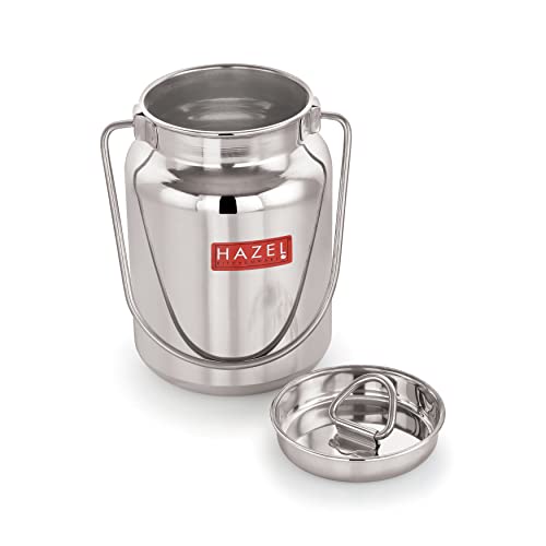 HAZEL Stainless Steel Oil Container | 1L Airtight Steel Ghee Jar with Lid | SS Storage Milk Can for Kitchen | Small Steel Container for Cooking Oil - Image 1