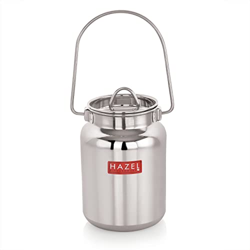 HAZEL Stainless Steel Oil Container | 1L Airtight Steel Ghee Jar with Lid | SS Storage Milk Can for Kitchen | Small Steel Container for Cooking Oil - Image 5