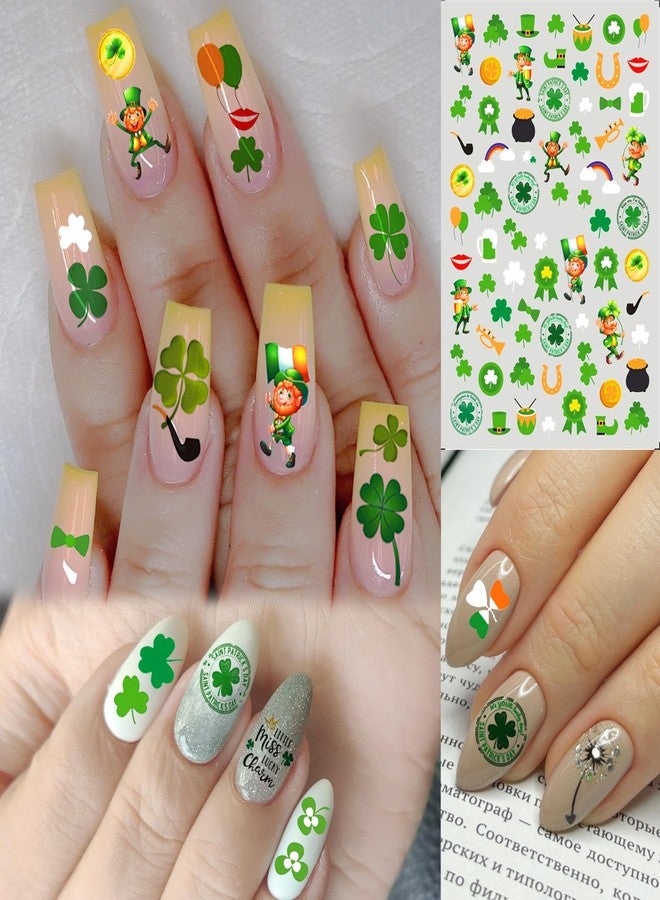 COKTAK 6 Sheets St. Patrick's Day Nail Stickers Nail Decals for Women Girls Manicure, Green Shamrock Clover Self-Adhesive Nail Art Decals, Saint Patrick's Day Nail Art Stickers Party Favor Decoration - Image 5