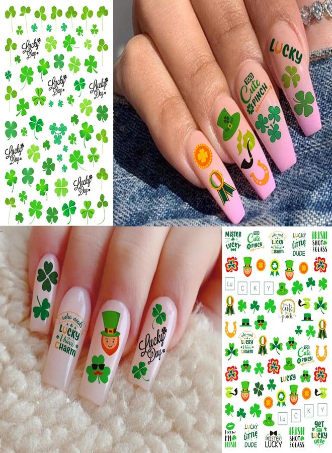 COKTAK 6 Sheets St. Patrick's Day Nail Stickers Nail Decals for Women Girls Manicure, Green Shamrock Clover Self-Adhesive Nail Art Decals, Saint Patrick's Day Nail Art Stickers Party Favor Decoration - Image 2