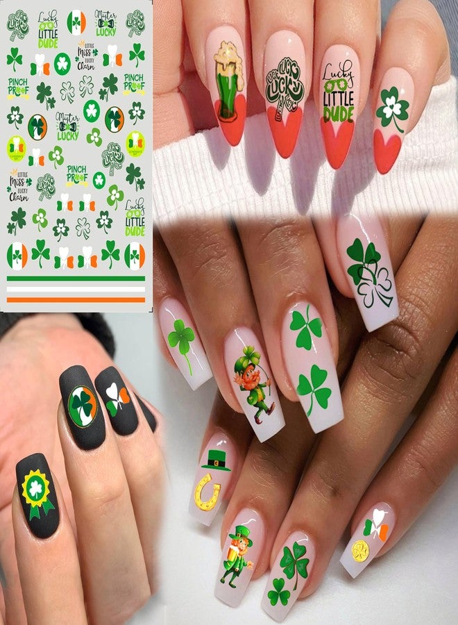 COKTAK 6 Sheets St. Patrick's Day Nail Stickers Nail Decals for Women Girls Manicure, Green Shamrock Clover Self-Adhesive Nail Art Decals, Saint Patrick's Day Nail Art Stickers Party Favor Decoration - Image 4