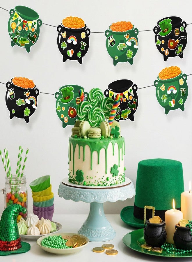 JUNEBRUSHS 32 Pcs St. Patricks Day Craft Kits, DIY Sticker Craft Ornament St. Patricks Gold Pot Art Craft Irish Spring Home Class School Party Games Activities Gifts - Image 4