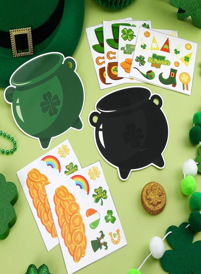JUNEBRUSHS 32 Pcs St. Patricks Day Craft Kits, DIY Sticker Craft Ornament St. Patricks Gold Pot Art Craft Irish Spring Home Class School Party Games Activities Gifts - Image 3