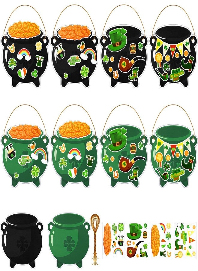 JUNEBRUSHS 32 Pcs St. Patricks Day Craft Kits, DIY Sticker Craft Ornament St. Patricks Gold Pot Art Craft Irish Spring Home Class School Party Games Activities Gifts - Image 1