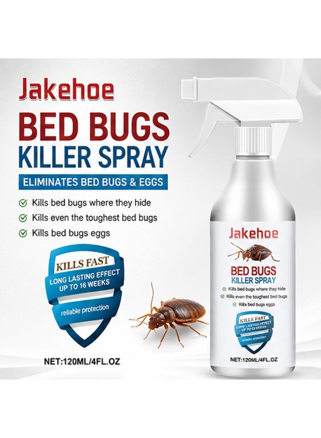 Jakehoe 120ML Powerful Bed Bug Killer Spray Kill Bedbugs & Eggs Long Lasting Home Pest Remover - Image 1
