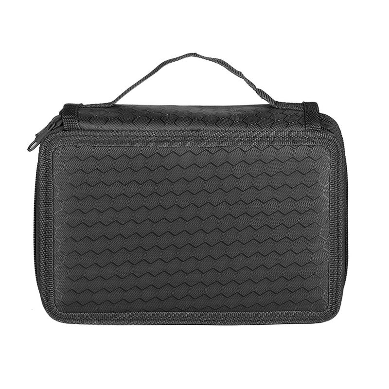 Square Four layer 72 Holes Sketch Art Drawing Pencil Case Organizer Pure Color Pen Bag (Black) - Image 1