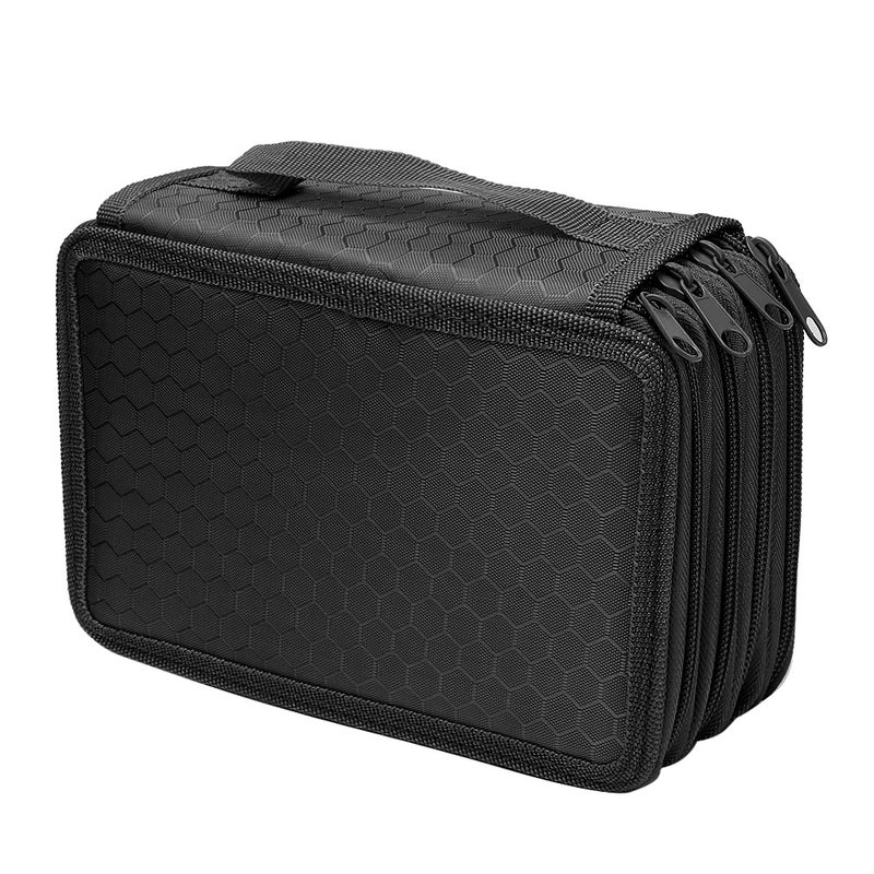 Square Four layer 72 Holes Sketch Art Drawing Pencil Case Organizer Pure Color Pen Bag (Black) - Image 2