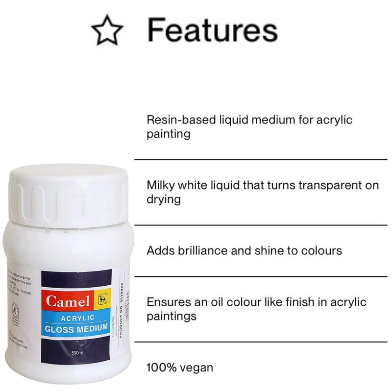Camel Acrylic Gloss Medium (500Ml), Brown - Image 4