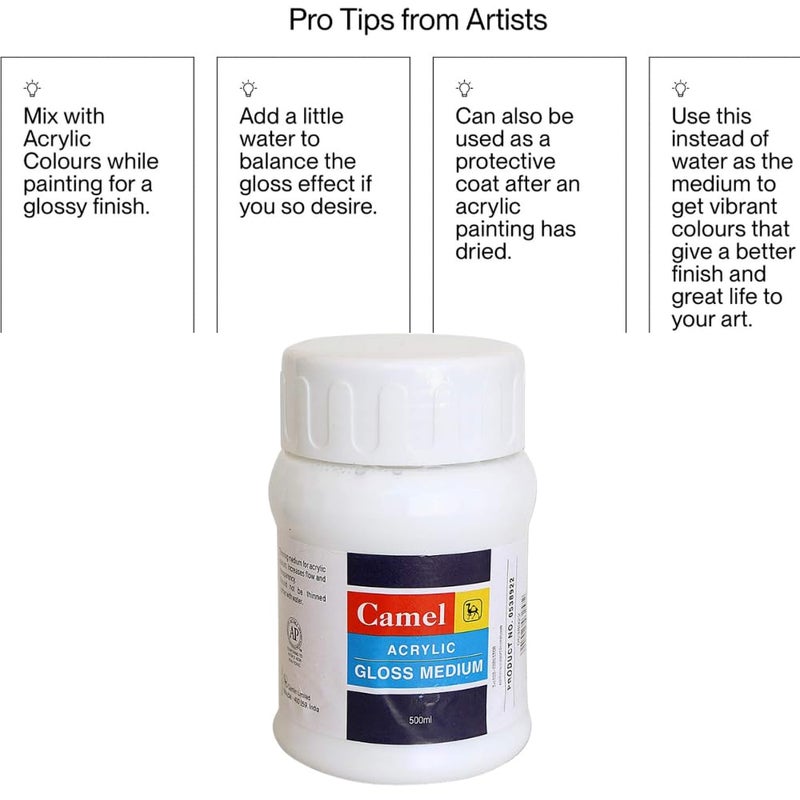 Camel Acrylic Gloss Medium (500Ml), Brown - Image 2