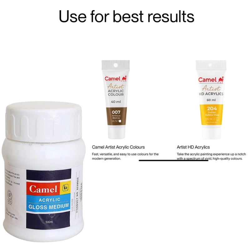 Camel Acrylic Gloss Medium (500Ml), Brown - Image 5