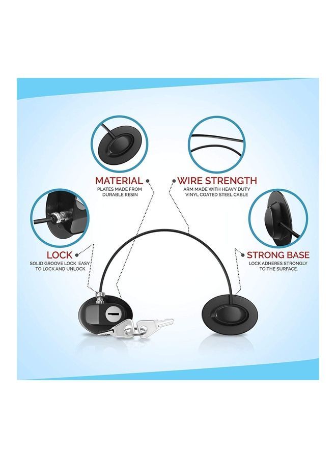NIBEMINENT 2-Piece Fridge Freezer Door Lock With 4 Keys Black  - Image 4