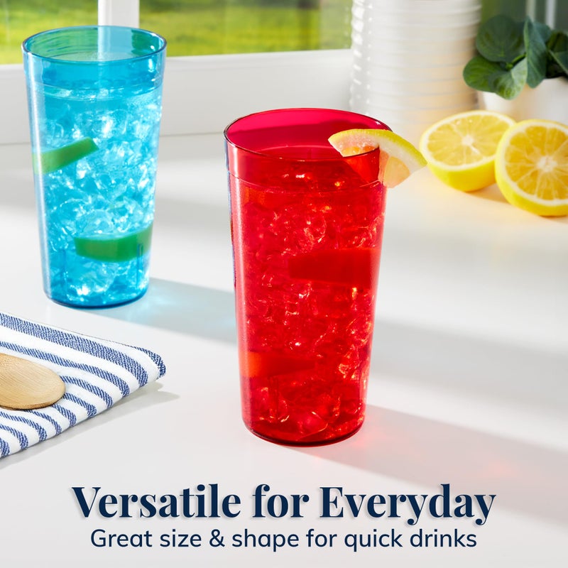 US Acrylic Cafe Plastic Reusable Tumblers (Set of 16) 20-ounce Water Cups Assorted Colors | Restaurant Style Drinking Glasses Value Set, Stackable, BPA-free, Made in the USA | Top-rack Dishwasher Safe - Image 5