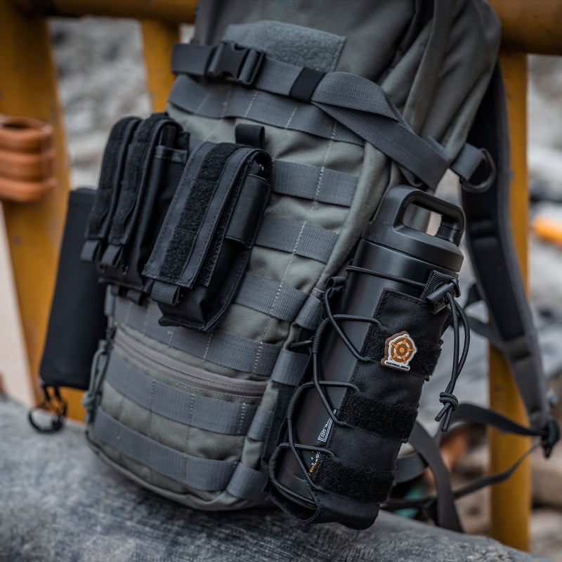 TACTICAL_GEEK Tactical Geek Ext11 Water Bottle Pouch Portable Water Bottle Carrier Drawstring Travel Bottle Holder Adjustable Outdoor Sports Kettle Carrier Holster Molle Water Bottle Holder For Backpack (Black) - Image 5