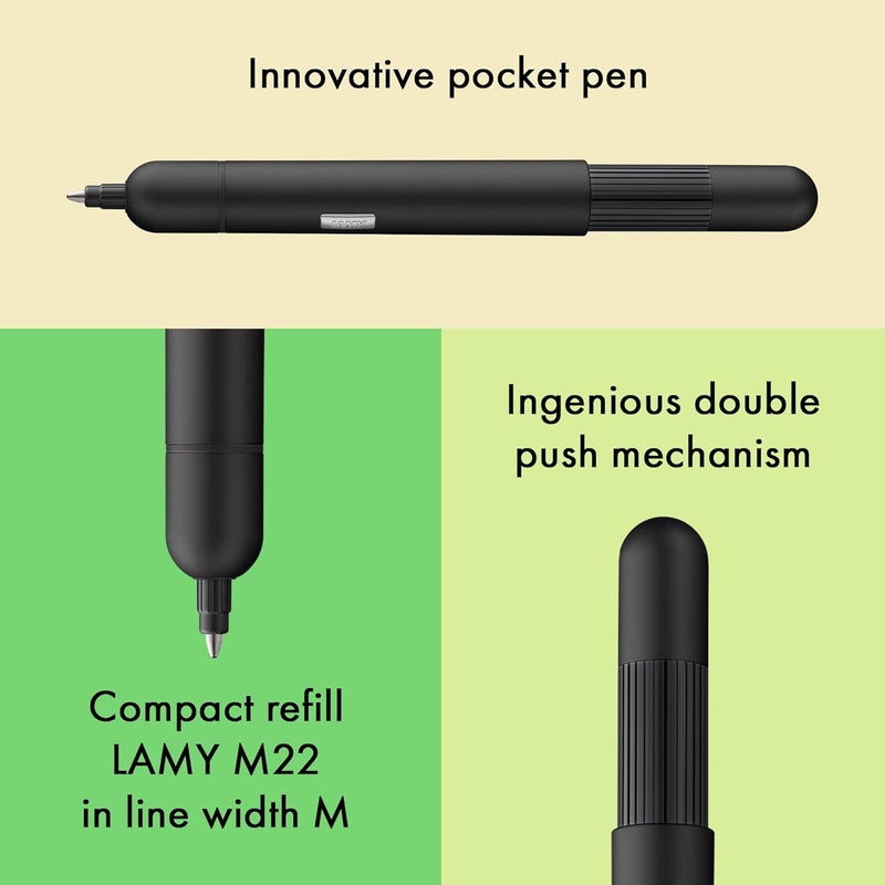 LAMY pico 288 Small Pocket Ballpoint Pen Metal in Matte Lacquer Finish in Black with Push Mechanism Includes Compact Refill M 22 Line Width M in Black - Image 4