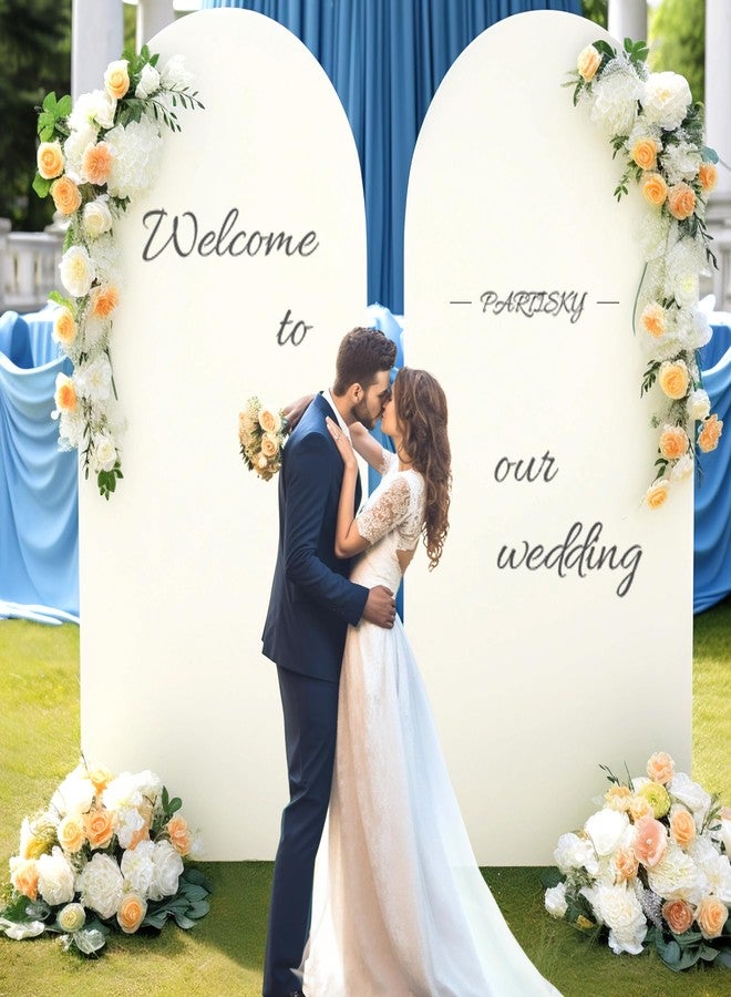 PARTISKY Beige Arch Backdrop Covers, 6FT Polyester Fitted Wedding Arch Stand Cover Round Top Chiara Stretchy Arch Backdrop Cover for Birthday Party Ceremony Banquet Decoration - Image 5