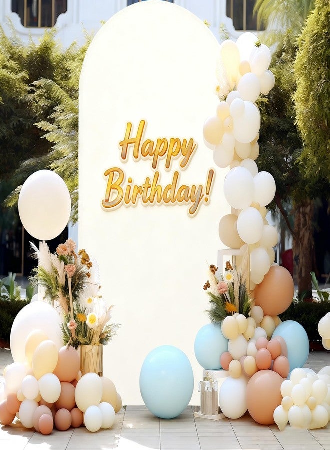 PARTISKY Beige Arch Backdrop Covers, 6FT Polyester Fitted Wedding Arch Stand Cover Round Top Chiara Stretchy Arch Backdrop Cover for Birthday Party Ceremony Banquet Decoration - Image 4