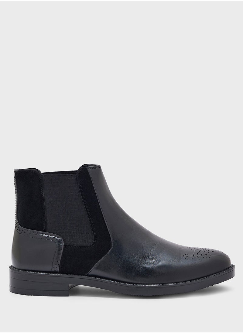 Robert Wood - Brogue Design Formal Chelsea Boots - Image 1