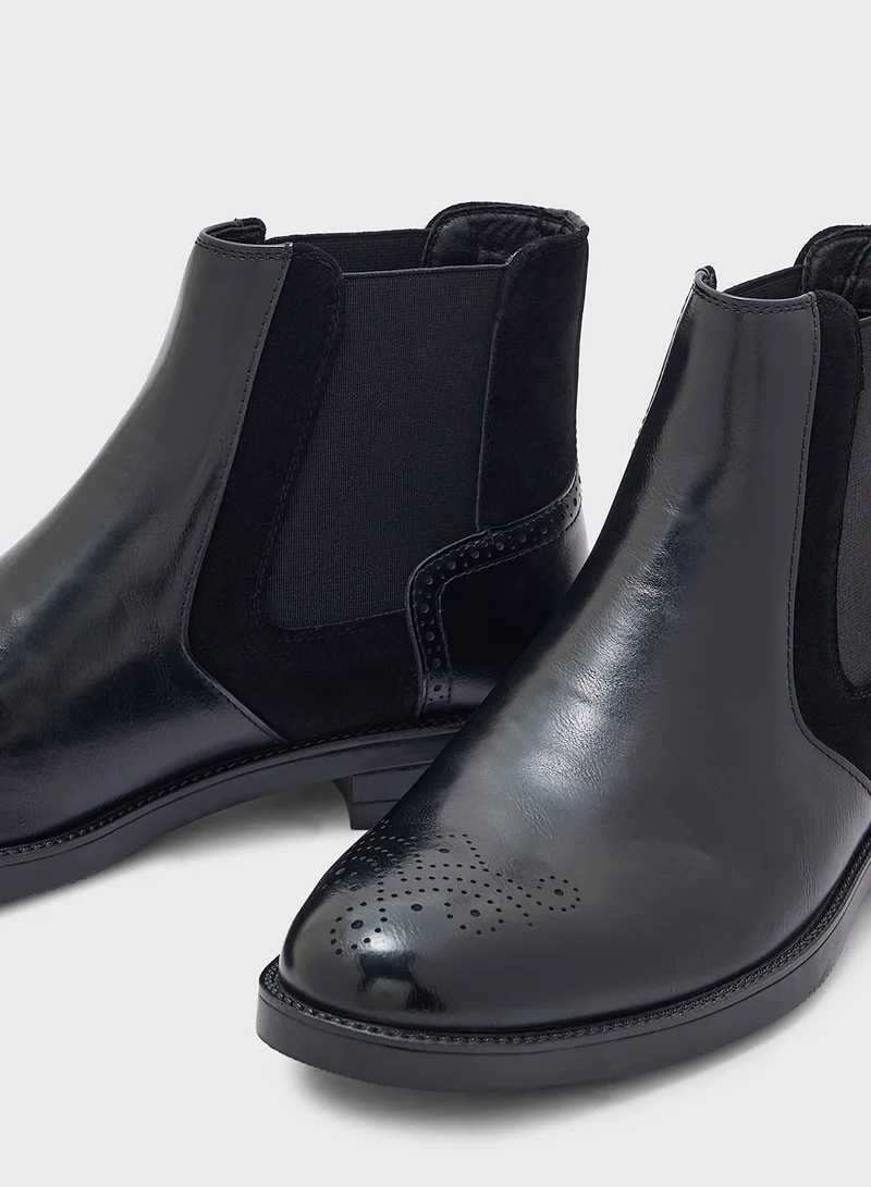 روبرت وود Brogue Design Formal Chelsea Boots
