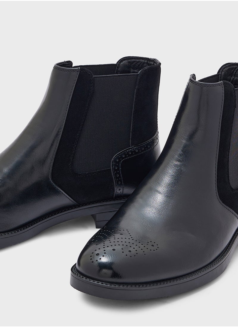 Robert Wood - Brogue Design Formal Chelsea Boots - Image 1