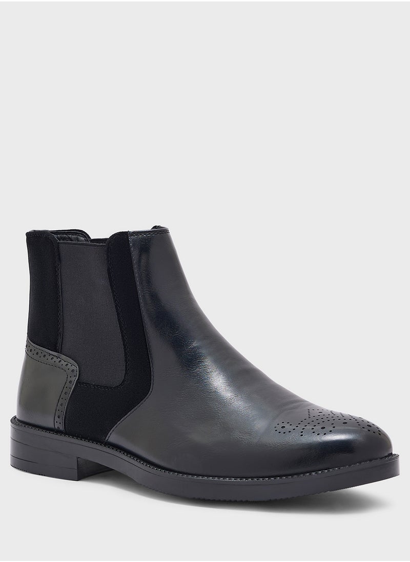 Robert Wood - Brogue Design Formal Chelsea Boots - Image 1