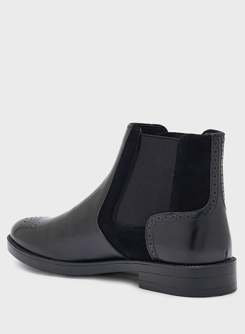 روبرت وود Brogue Design Formal Chelsea Boots