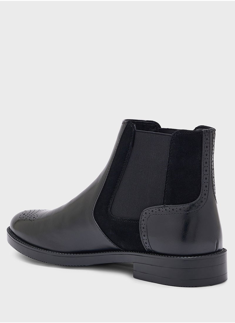 Robert Wood - Brogue Design Formal Chelsea Boots - Image 1