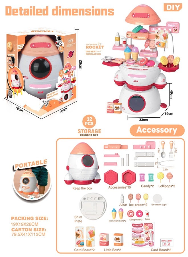32pcs dessert making toy set kitchen countertop,cream toys, candies for children to play with, indoor toys with candies, ice cream lollipops, chocolate, large storage set for children's education toys, suitable for boys and girls over 3 years old  - Image 2