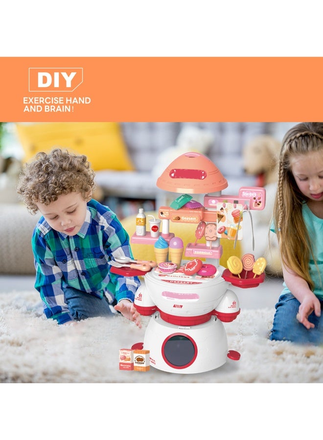 32pcs dessert making toy set kitchen countertop,cream toys, candies for children to play with, indoor toys with candies, ice cream lollipops, chocolate, large storage set for children's education toys, suitable for boys and girls over 3 years old  - Image 4