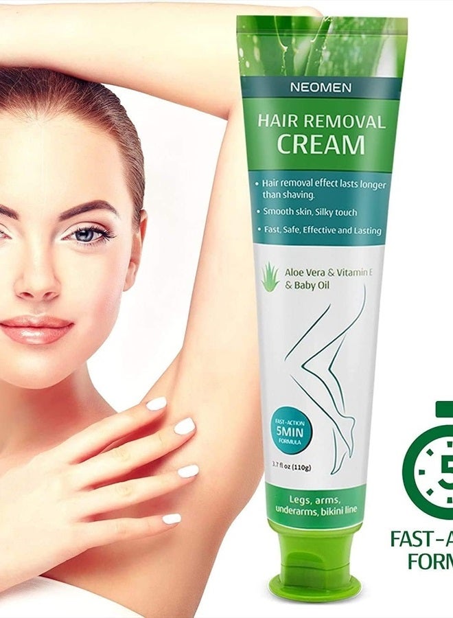 Neomen Neomen Hair Removal Cream for Men & Women : Painless Depilatory for Sensitive Skin & Intimate Areas, Moisturizing with Aloe Vera & Vitamin E, Safe for Face, Underarms, Bikini, Arms, Legs  - Image 2