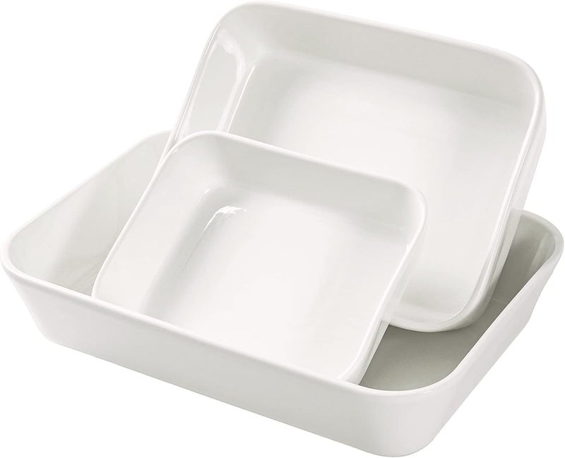 UNICASA Casserole Dishes  White Baking Dish for Oven Ceramic Lasagna Pans 9 x 13 In Oven Safe Bakeware Set of 3 for Kitchen Cooking Cake Banquet and Dinner - Image 1