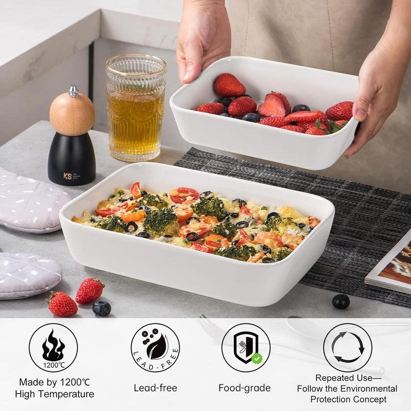 UNICASA Casserole Dishes  White Baking Dish for Oven Ceramic Lasagna Pans 9 x 13 In Oven Safe Bakeware Set of 3 for Kitchen Cooking Cake Banquet and Dinner - Image 5