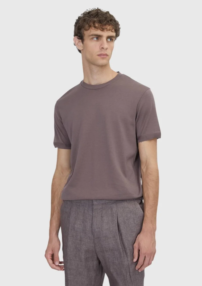 RAMSEY Damson Color Plain 100% Cotton T-Shirt