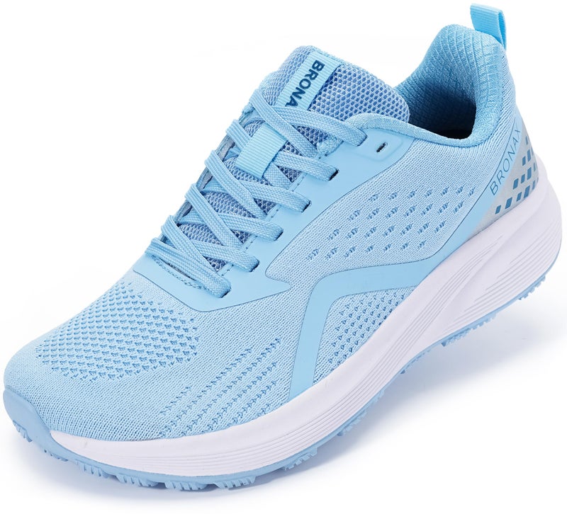 BRONAX Womens Wide Tennis Shoes Mesh Lace up Running Breathable Size 7w Rubber Sole Outdoor Athletics Sports Female Footwear Casual Jogging Sneakers Pregnant Light Blue 38 - Image 2