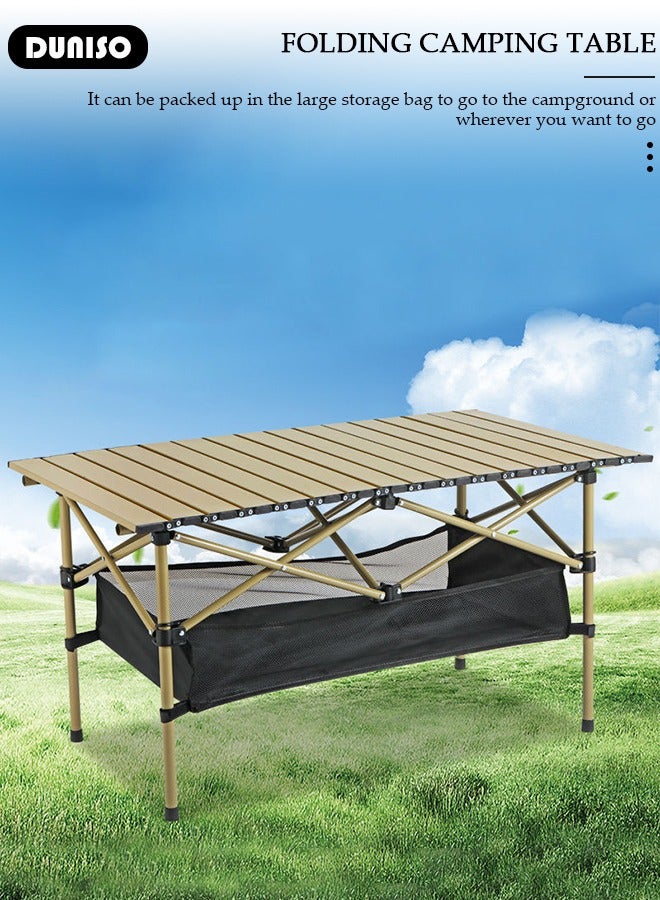 DUNISO Folding Outdoor Camping Table, Portable Picnic Camping Table  with Storage Pocket, Aluminum Roll-up Table with Easy Carrying Bag for Indoor,Outdoor,Camping, Beach,Backyard, BBQ, Party, Patio, Picnic(95 * 55 * 50cm) - Image 3
