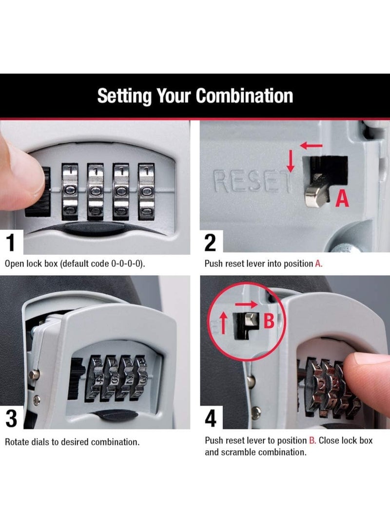Master Lock Master Lock Set Your Own combination Wall Mount Lock Box, 5 Key capacity, Black 5401EC  - Image 3