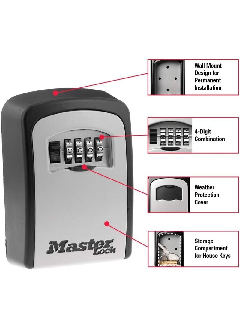 Master Lock Master Lock Set Your Own combination Wall Mount Lock Box, 5 Key capacity, Black 5401EC  - Image 2
