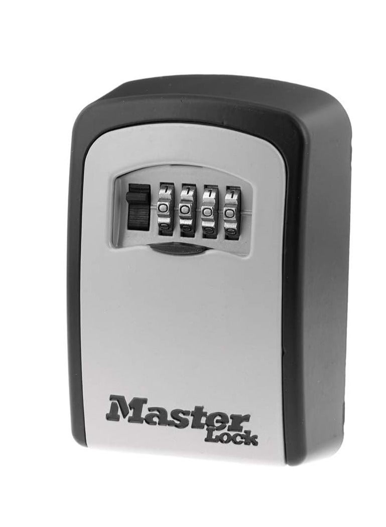 Master Lock صندوق قفل حائط قابل لتعيين تركيبة خاصة بك من ماستر لوك، سعة 5 مفاتيح، أسود 5401EC - Image 1
